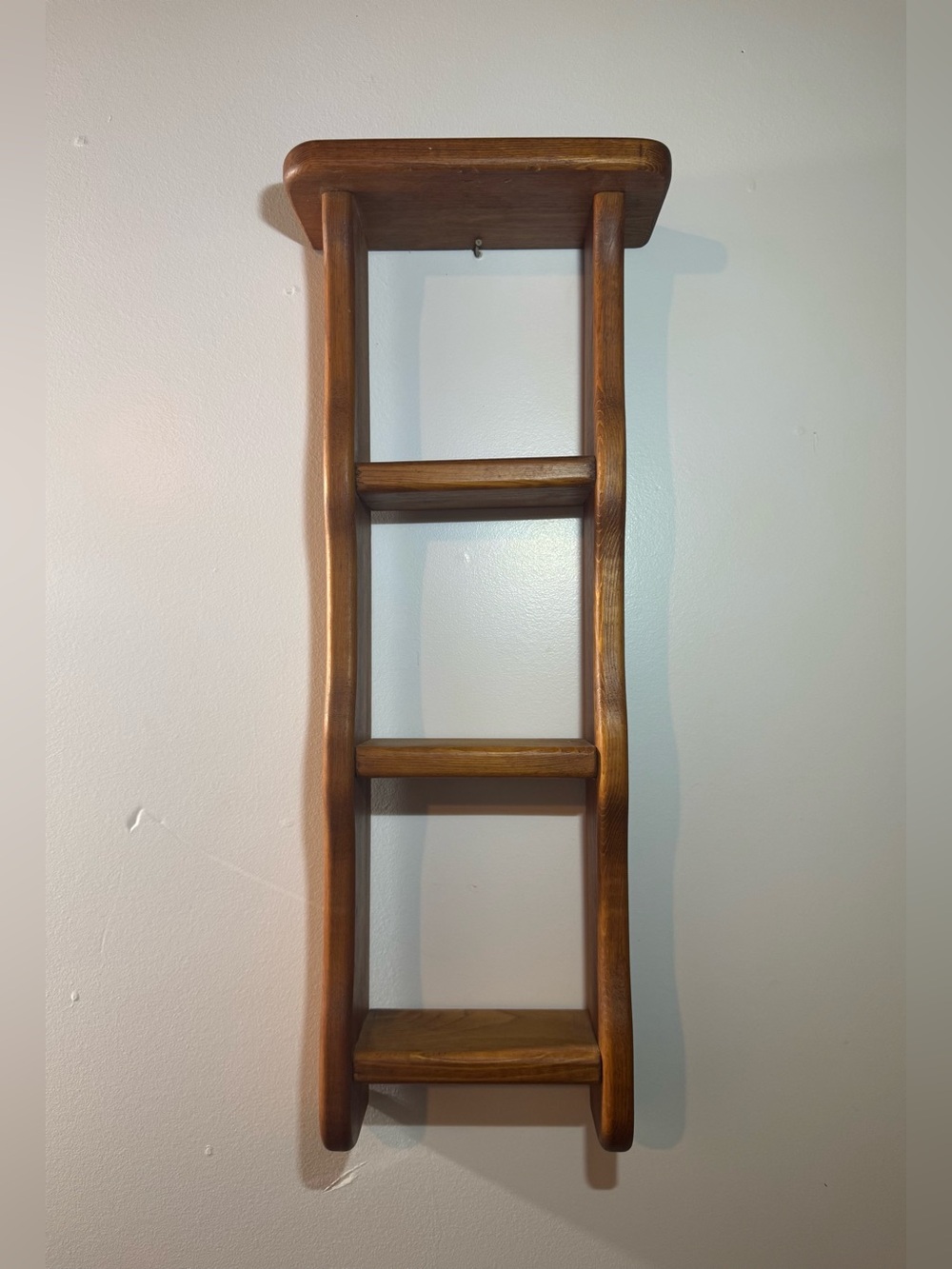 Vintage Solid Wood Wall Curio Country Cottage Display Shelf Tall Narrow 23 inch